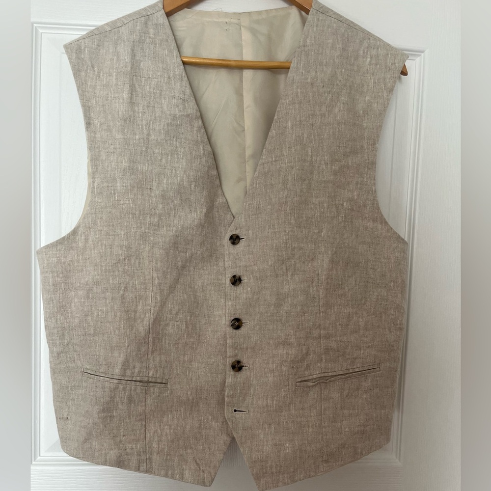 Vintage Beige 100% Linen Vest